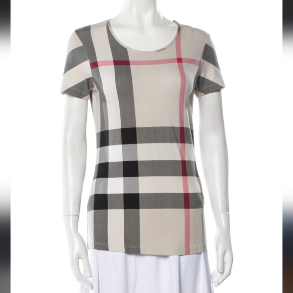 Burberry Tops - Burberry Brit Nova Check Top Tee Sz Medium
